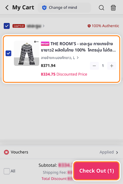 1. Select your items and tap <b>Check Out</b>
