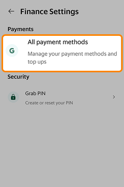 2. Select <b>All payment methods</b>