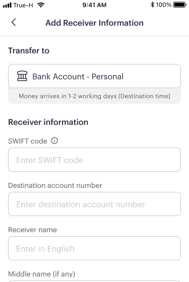 7. Provide the receiver’s details.